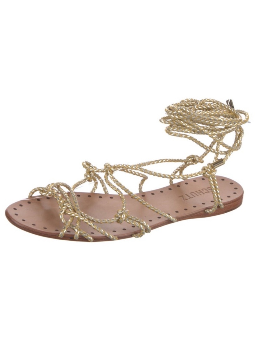 Last day! (NEW) Schutz Metallic Gold Rope Lace-Up Gladiator Sandals Size 8.5
